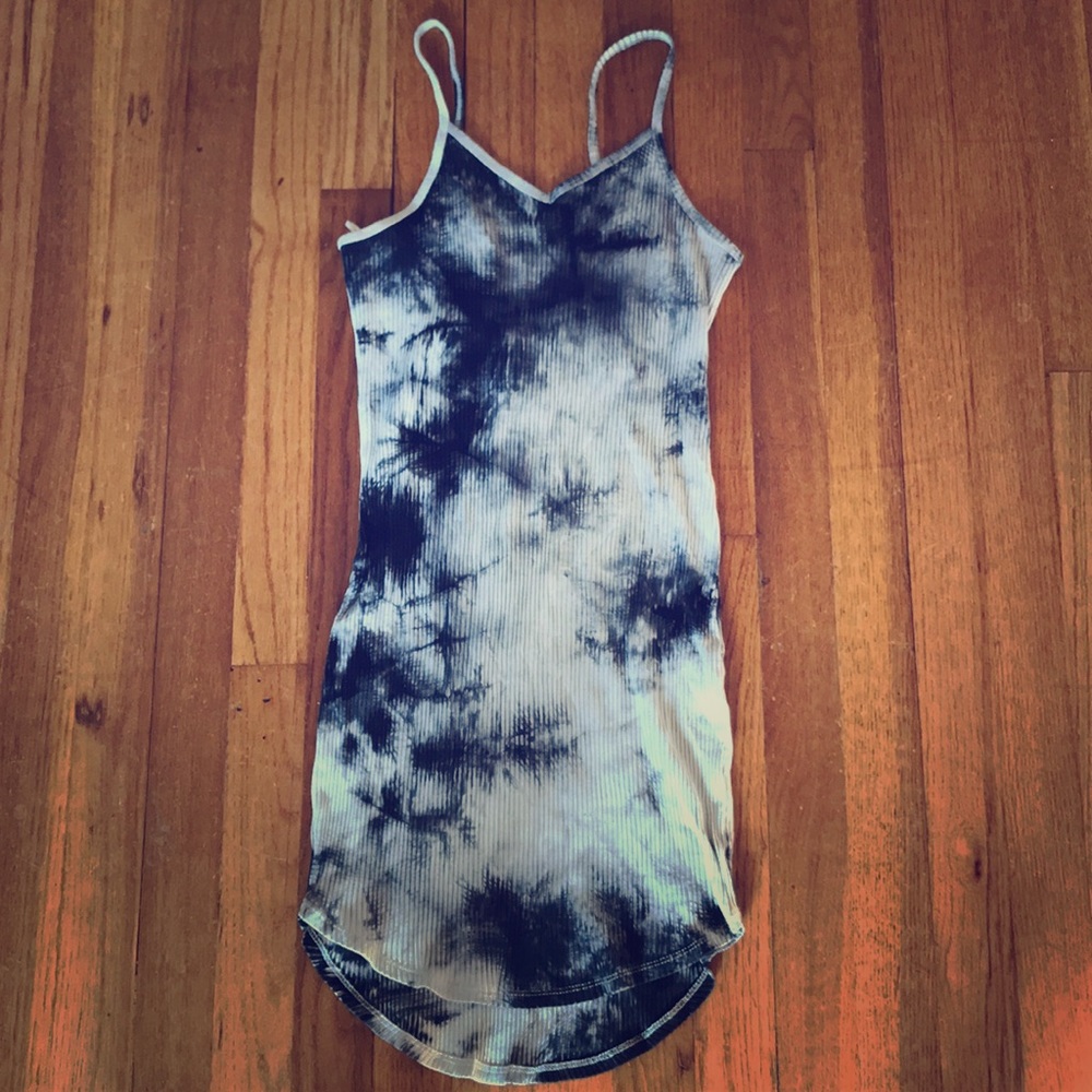 Blue tiedye ripped mini dress